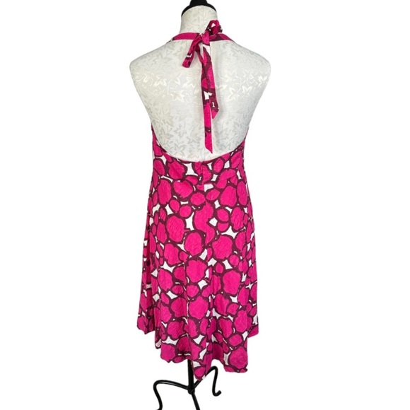 J. Crew Halter Pink Abstract Pattern Textured Cotton Dress Size 12 - Picture 4 of 12